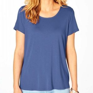 J. Jill Top XL Blue Shirred Back Pima Tee NEW